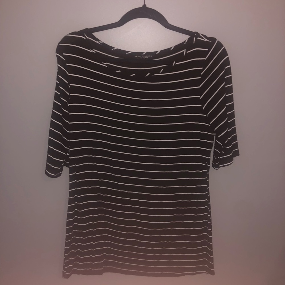 black and white striped long sleeve shirt